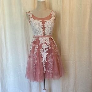 MarryMe Tulle Round Neckline Lace and Applique Dress - custom made